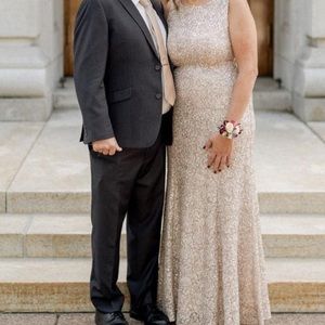 Elegant champagne sequin gown sz 12 EUC